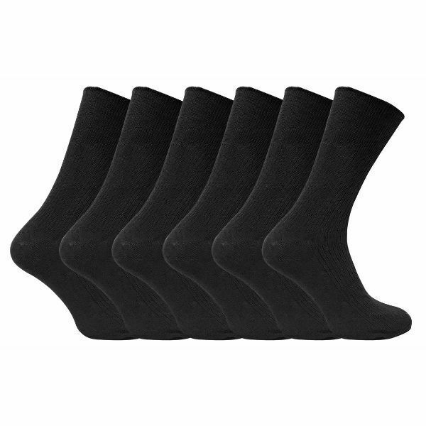 Sock Snob 6 Pk Mens Non Elastic 100% Cotton Socks 6-11 UK Black / 6EA