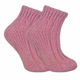 Sock Snob Ladies Chunky Knit Wool Ankle Boot Socks 4-8 UK Pink / 1EA