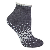 Sock Snob Ladies Low Cut Wool Non Slip Slipper Socks 4-8 UK Charcoal / 1EA