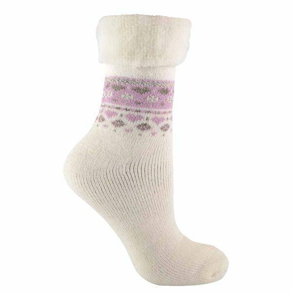 Sock Snob Ladies Turn Over Top Thermal Bed Socks 4-8 UK Cream