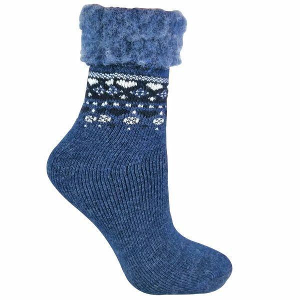 Sock Snob Ladies Turn Over Top Thermal Bed Socks 4-8 UK Denim