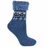 Sock Snob Ladies Turn Over Top Thermal Bed Socks 4-8 UK Denim