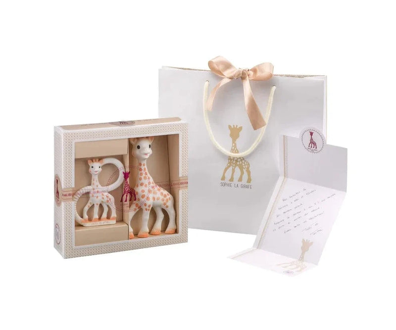 Sophie la Girafe teether gift set with giraffe and ring - British product