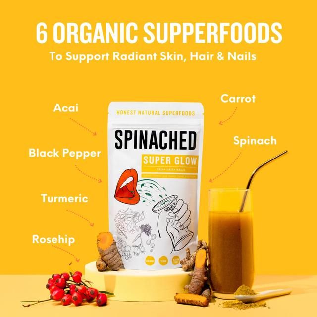 Spinached Organic Super Glow Skin Hair & Nails Superfood Supplement Powder 200g