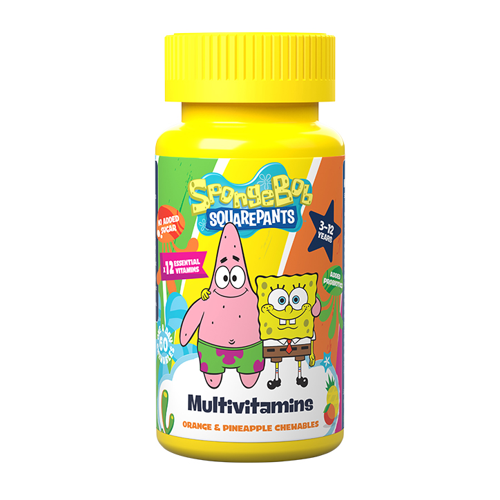 SpongeBob SquarePants Nickelodeon Multivitamins with added Probiotics Orange & Pineapple 60 Chewables