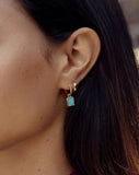 Missoma turquoise pyramid charm hoop earrings in gold vermeil, UK version
