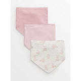 Hanky bibs 3 pack pink and bunny print - British product