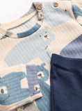 Cream Polar Bear Ribbed Jumper & Navy Leggings Set 3-6 months
