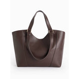 Faux leather shopper bag chocolate brown one size (British brand)