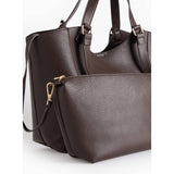 Faux leather shopper bag chocolate brown one size (British brand)