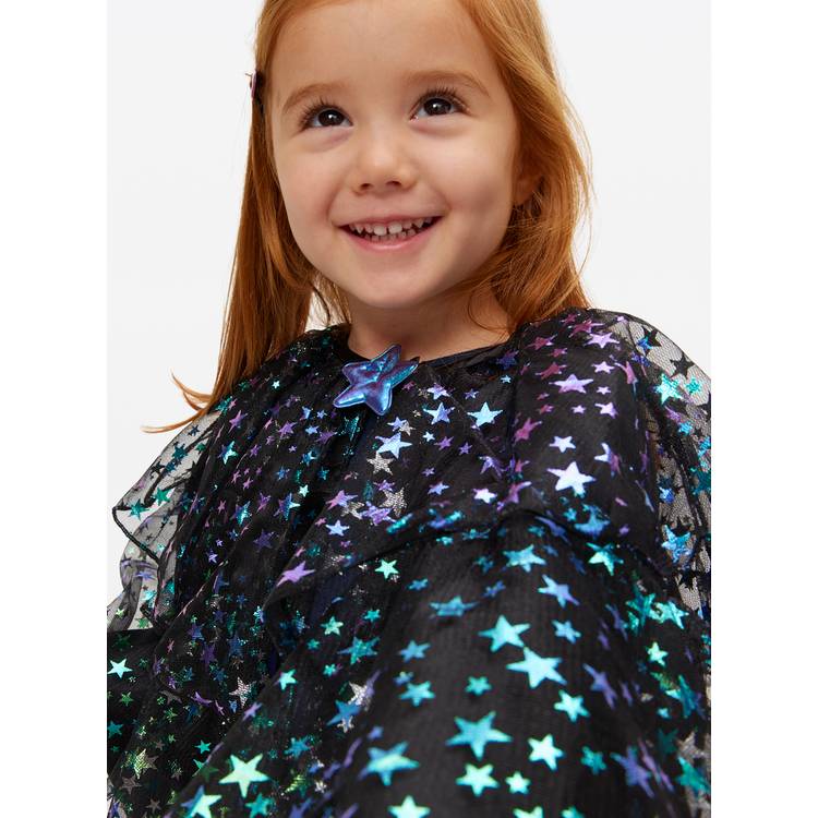 Star printed mesh cape and wand set - imported from the UK