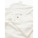 White hooded towel set with bear wash mitt one size, imported from the UK