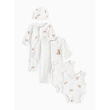 Premature baby starter set white teddy bear print 5-piece 3lbs, imported from the UK