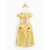 Belle fancy dress costume for ages 7-8 with golden dress and headband - British product