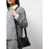 Black minimal crossbody bag faux leather adjustable strap - British product