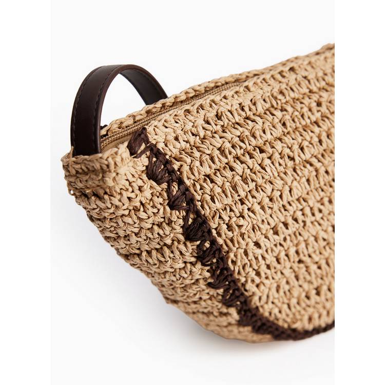 Stone straw half moon crossbody bag, UK version