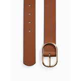 Tan oval buckle PU belt size L (British brand)