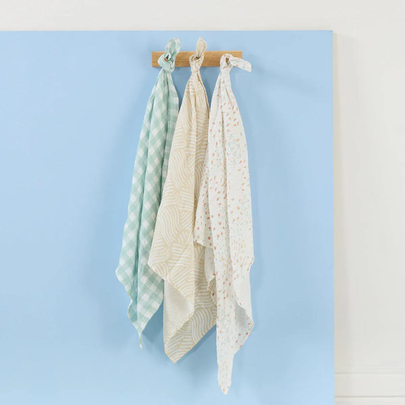 Tutti Bambini muslin swaddles Good Life large 3 pack, UK version