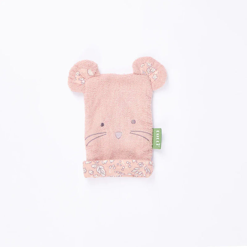Tutti Bambini Margot Mouse cotton baby wash mitt - British product