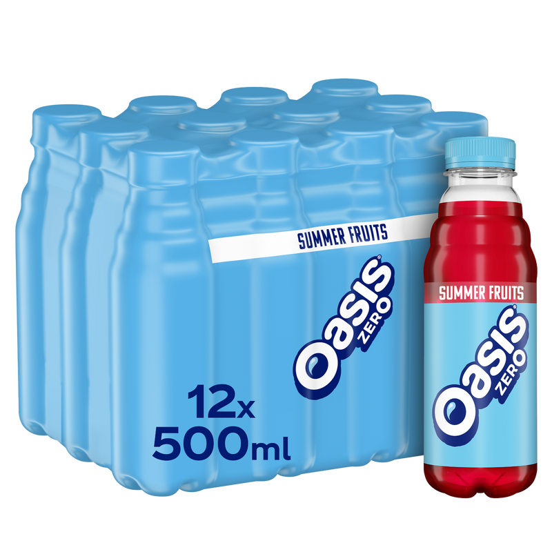 Oasis Summer Fruits Zero drink 12x500ml, imported from the UK