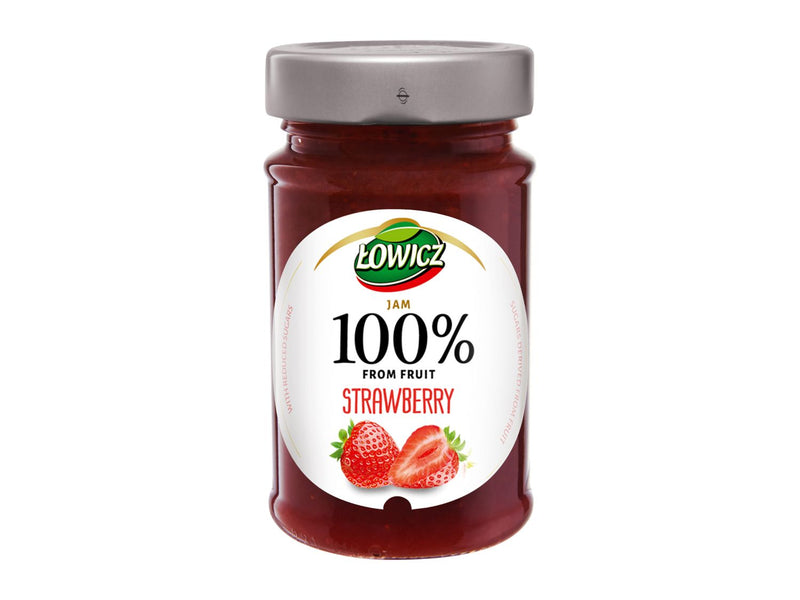 Assorted fruit jam with blackcurrant and strawberry flavours, 100% fruit (British brand)