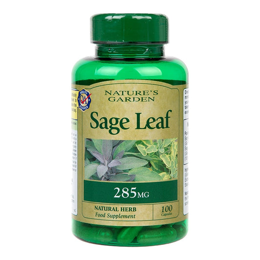 Natures Garden Sage Leaf 100 Capsules 285mg Herbal & Licensed Remedies Holland&Barrett   
