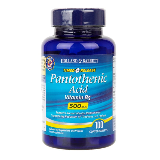 Holland & Barrett Timed Release Pantothenic Acid 100 Caplets 500mg Vitamin B Holland&Barrett   