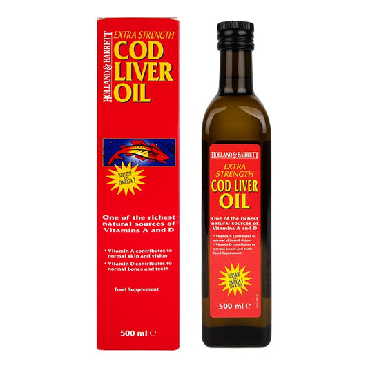 Holland & Barrett Cod Liver Oil Liquid 500ml Omega 3 Supplements & Fish Oils Holland&Barrett   
