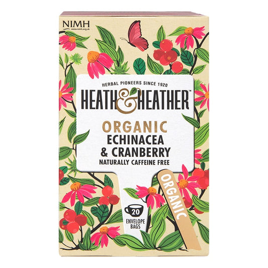 Heath & Heather Organic Echinacea & Cranberry 20 Tea Bags Herbal Tea Holland&Barrett   