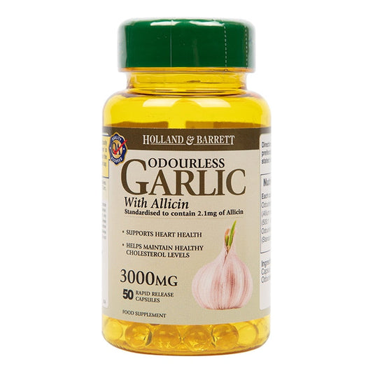 Holland & Barrett Odourless Garlic 50 Capsules 3000mg Garlic Supplements Holland&Barrett   