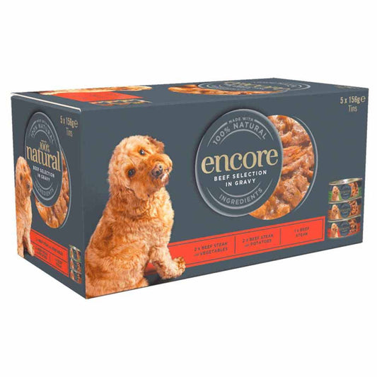 Encore Beef Selection Dog Food Tin 5x156g GOODS McGrocer Direct   
