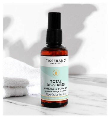 Tisserand Aromatherapy Total De-Stress Massage & Body Oil 100ml Vitamins, Minerals & Supplements Boots