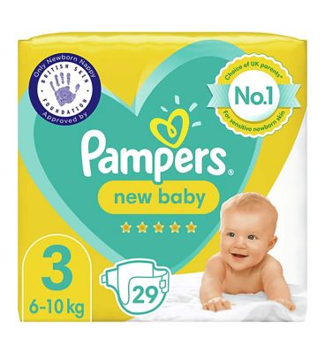 Pampers New Baby Size 3, 29 Newborn Nappies, 6kg-10kg, Carry Pack Baby Accessories & Cleaning Boots   