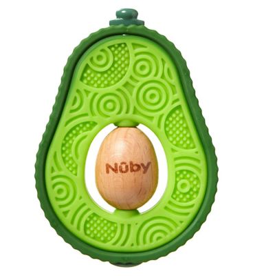 Nuby Avocado Silicone Wooden Teether Baby Accessories & Cleaning Boots   