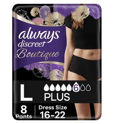 Always Discreet Boutique Incontinence Pants Low-Rise Large Black