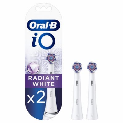 Oral-B iO Radiant White Toothbrush Heads, 2 Pack Dental Boots   