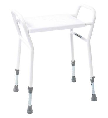 NRS Healthcare Height Adjustable Shower Stool with Handles, White General Household Boots   