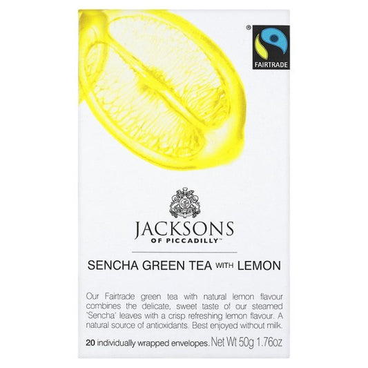 Jacksons of Piccadilly Fairtrade Sencha Green Tea with Lemon, 20 Tea Bags Fairtrade M&S Title  