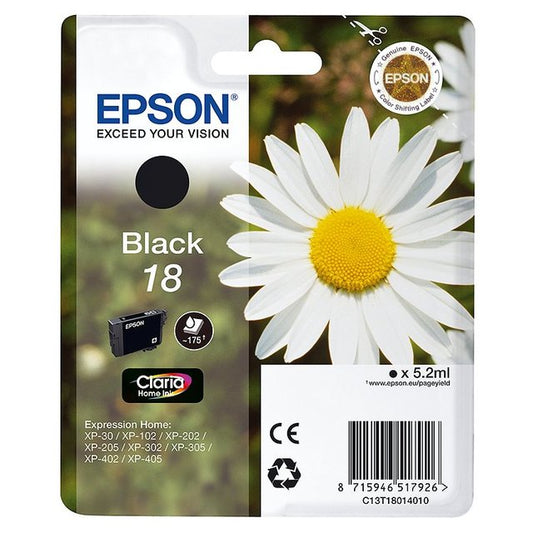 Epson T1801 Black Inkjet Cartridge (Daisy) Desk Storage & Filing M&S Title  