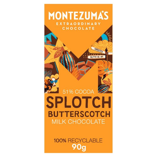 Montezuma's Splotch Butterscotch Milk Chocolate Organic Bar Sweets M&S Title  