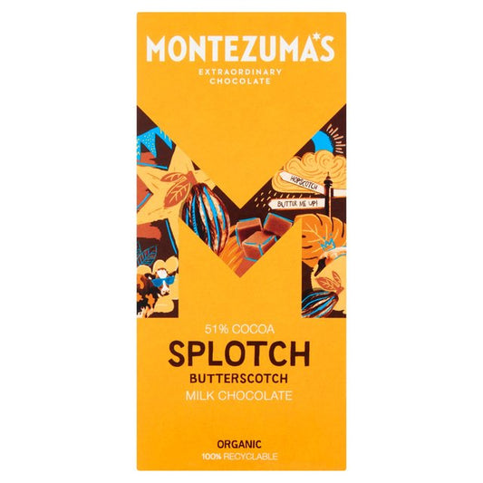 Montezuma's Splotch Butterscotch Milk Chocolate Organic Bar Sweets M&S   