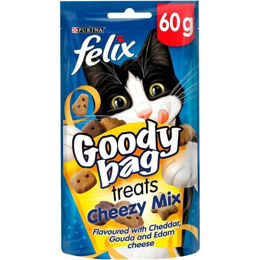 Felix Goody Bag Cat Treats Cheezy Mix 60g Cat treats & milk Sainsburys   