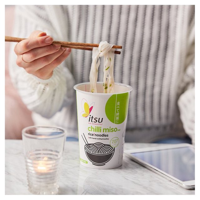 Itsu Chilli Miso Rice Noodles Cup Free from M&S   