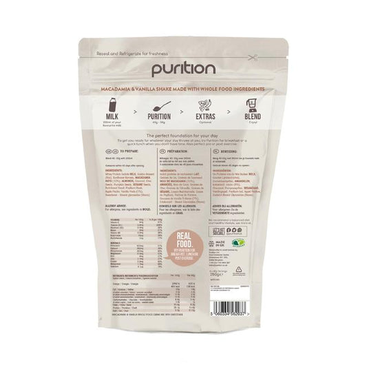 Purition Macadamia & Vanilla Wholefood Nutrition Powder Keto M&S   