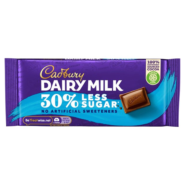 Cadbury Dairy Milk 30% Less Sugar Chocolate Bar Food Cupboard M&S   