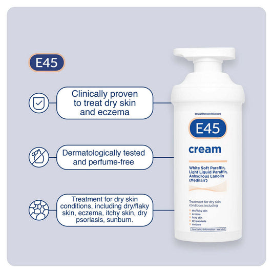 E45 Moisturiser Cream Pump Eye & Ear Health ASDA   