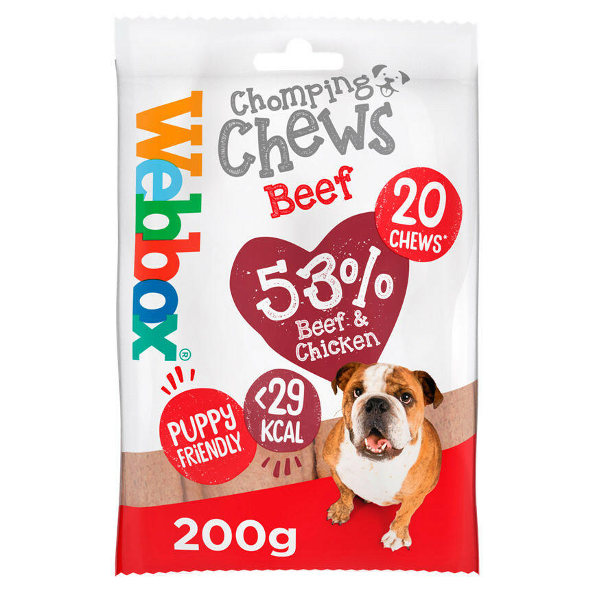 Webbox Chomping Chews with Beef  Dog Treats 20 Pack Dog Food & Accessories ASDA