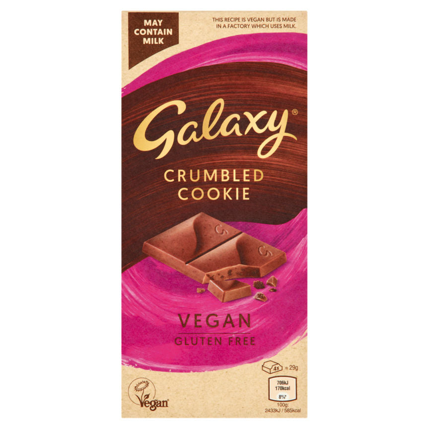 Galaxy Vegan Crumbled Cookie Chocolate Bar Snacks & Confectionery ASDA   