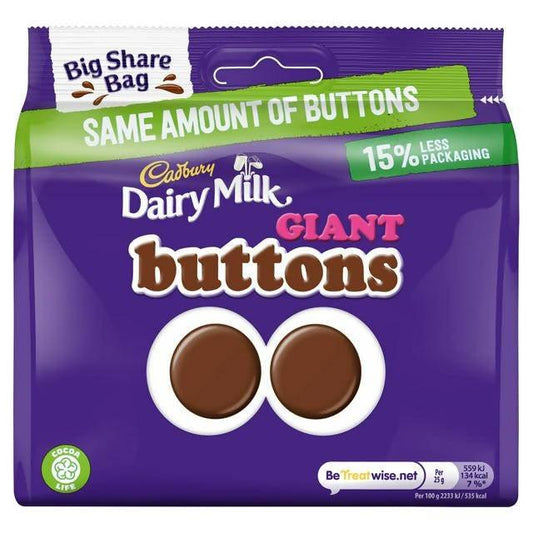 Cadbury Dairy Milk Giant Buttons Chocolate Big Share Bag 240g Cadbury chocolates Sainsburys   
