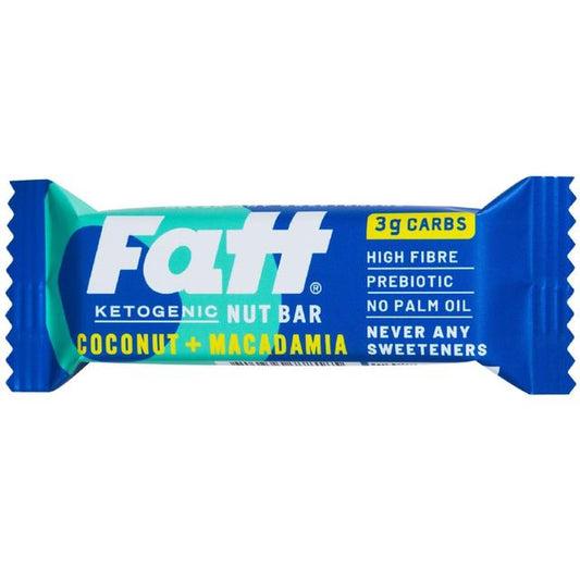 Fatt Coconut & Macadamia Ketogenic Nut Bar Keto M&S Title  